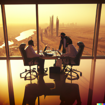 DALL·E 2023-06-22 14.36.59 - businessmen negotiating on the top floor of a building in the worlds most luxurious city